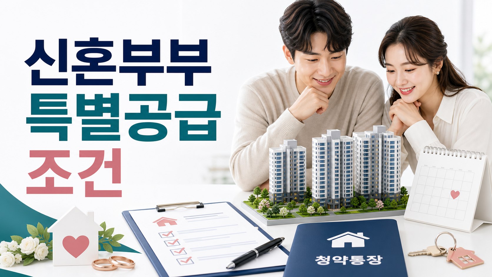 신혼부부 특별공급 조건을 설명하는 아파트 청약 안내 이미지